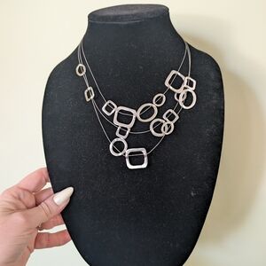 Multi-Strand Silver Geometric Necklace - Women Jewelry